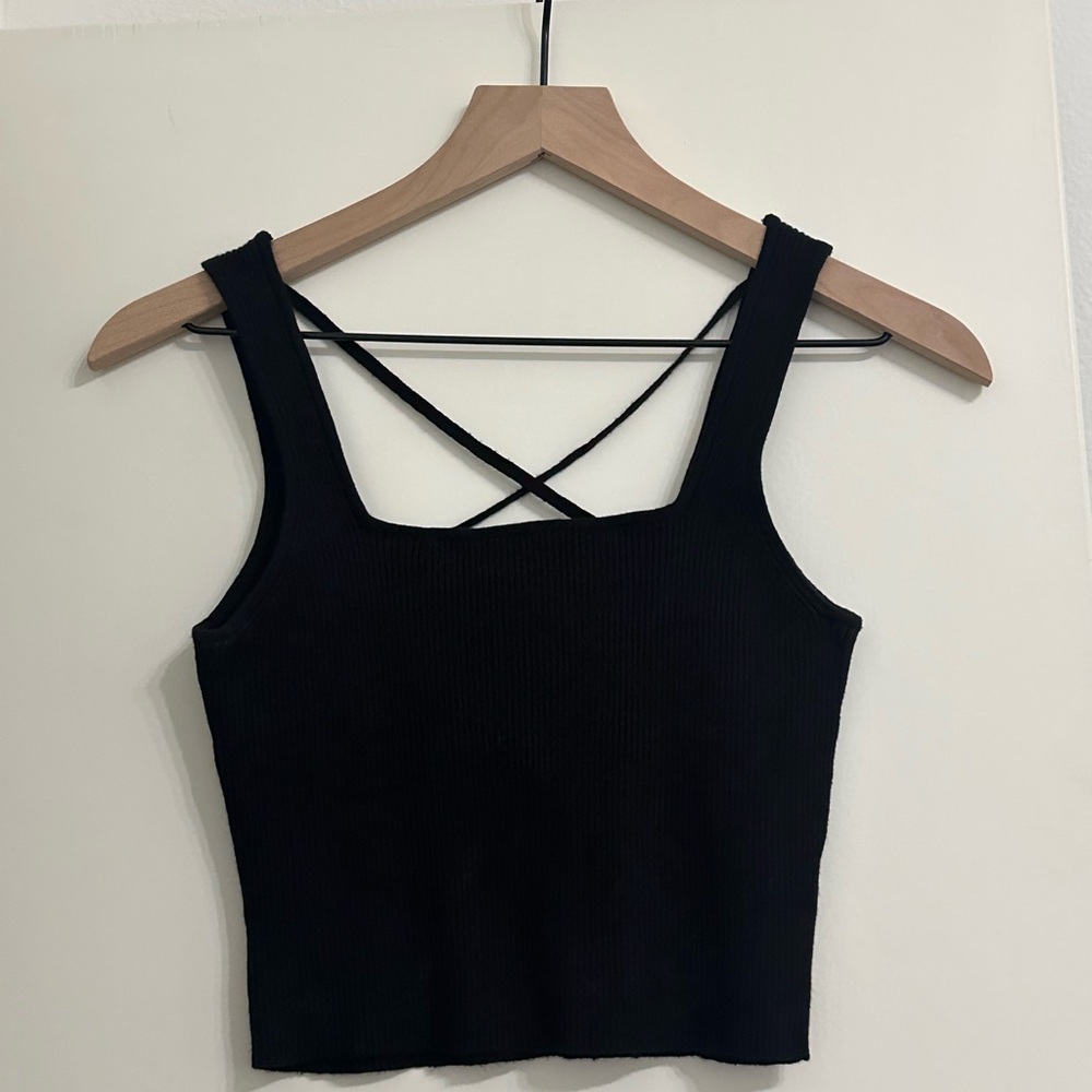 Black Ribbed Women's Tank Top